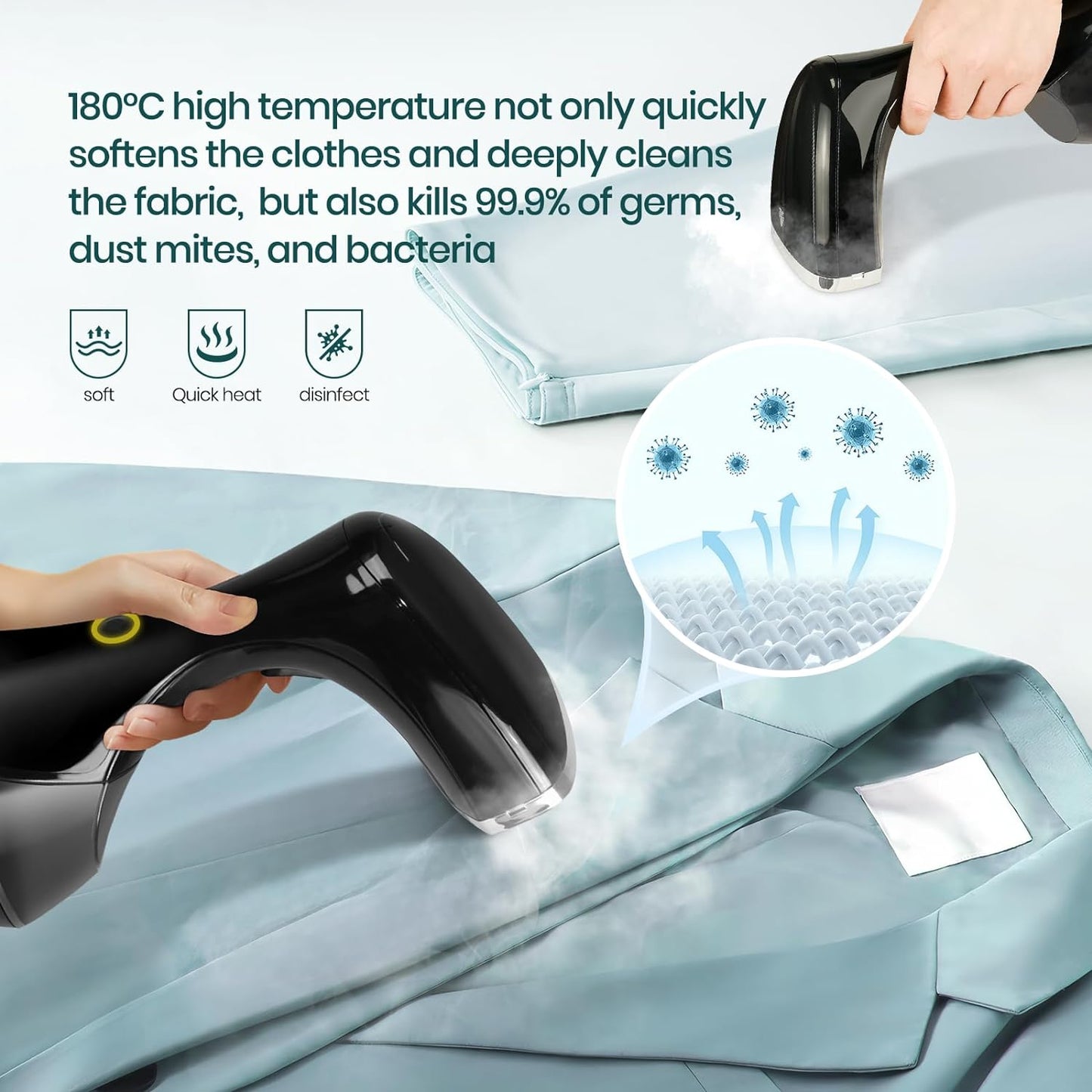 1800W Handheld Clothes Portable Steamer 3 Steam Modes Home or Travel