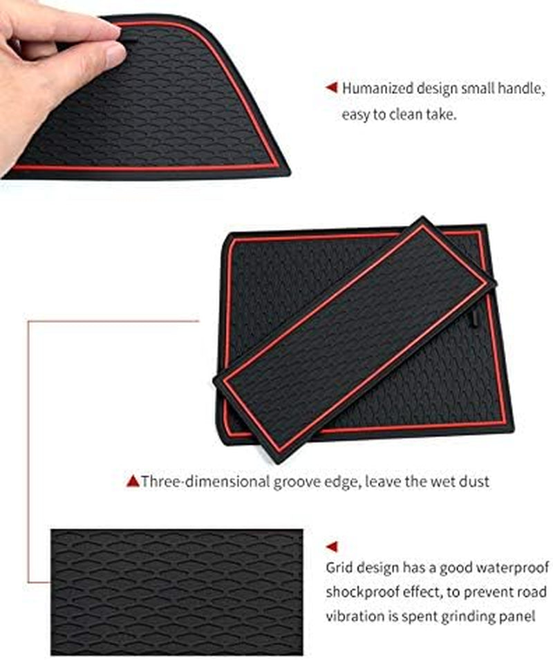 Professional title: " 12-Piece Set Car Accessories for VW Polo 2018-2023 - Premium Groove Mats Liners in Red"