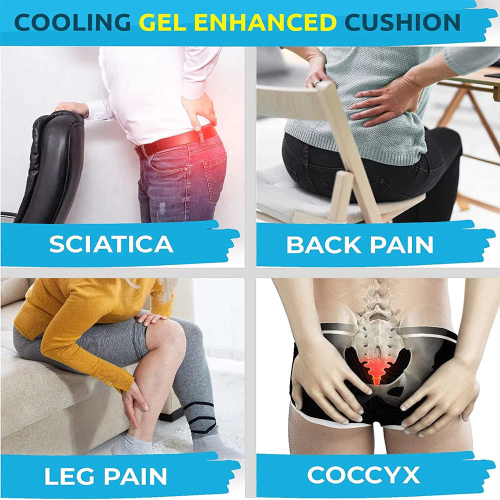 Orthopedic U-Shaped Memory Foam Coccyx Seat Cushion for Travel, Office, Car, and Chair Support with Hip Massage