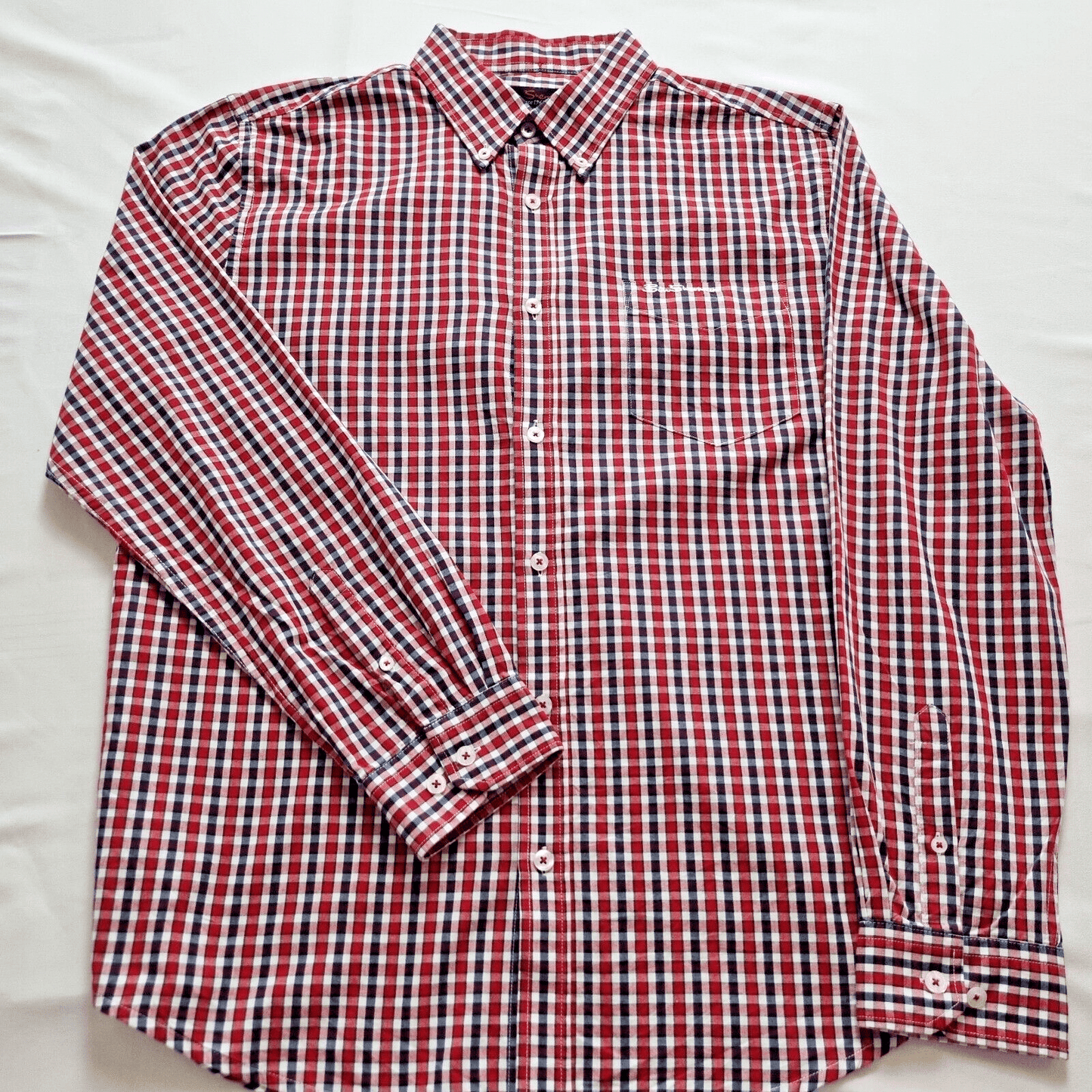 Ben Sherman Mens Shirt Long Sleeve Button Up Checked Blue Red White Excellent - Bonnie Lassio
