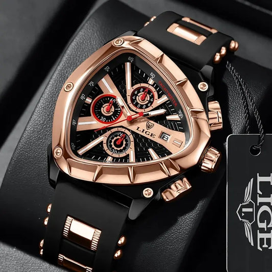 Men's Luxury Waterproof Sport Quartz Watch with Big Dial and Business Design, Includes Gift Box