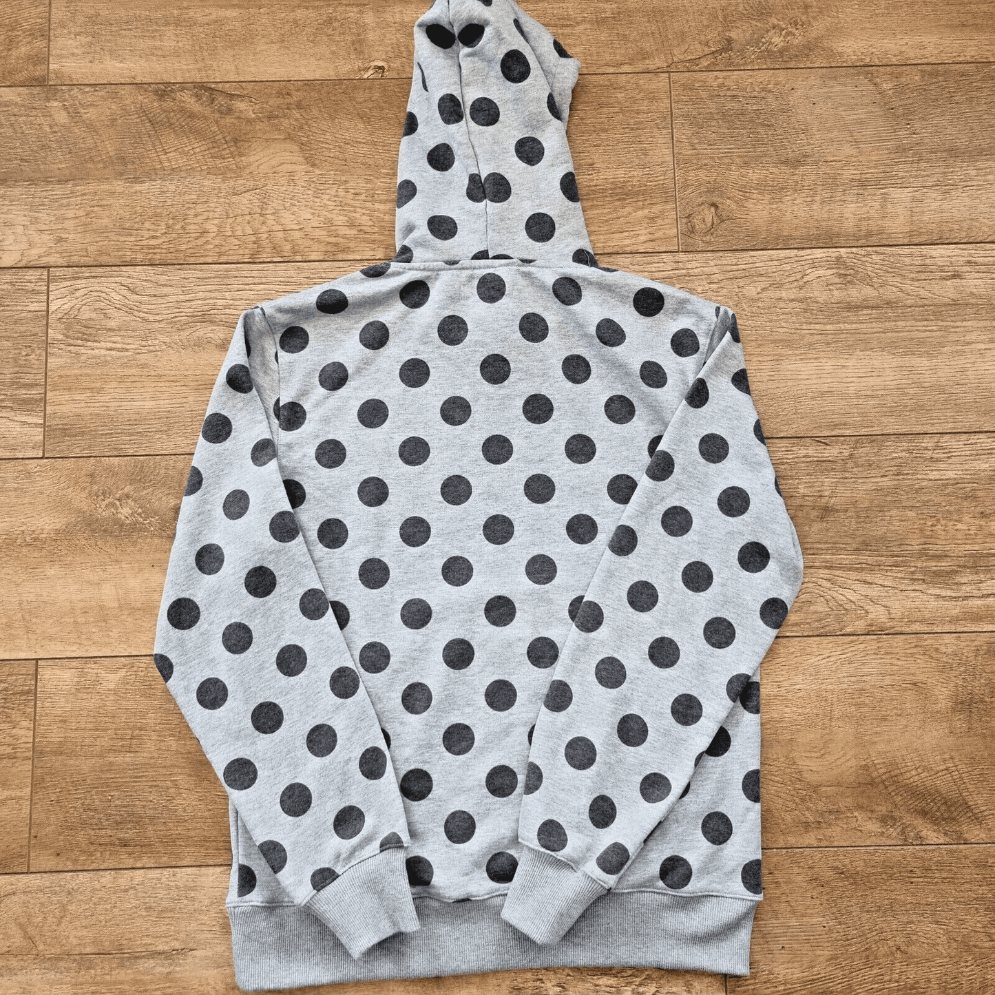 Hoodie Grey Darling Embroidery Polka Dots Front Pocket