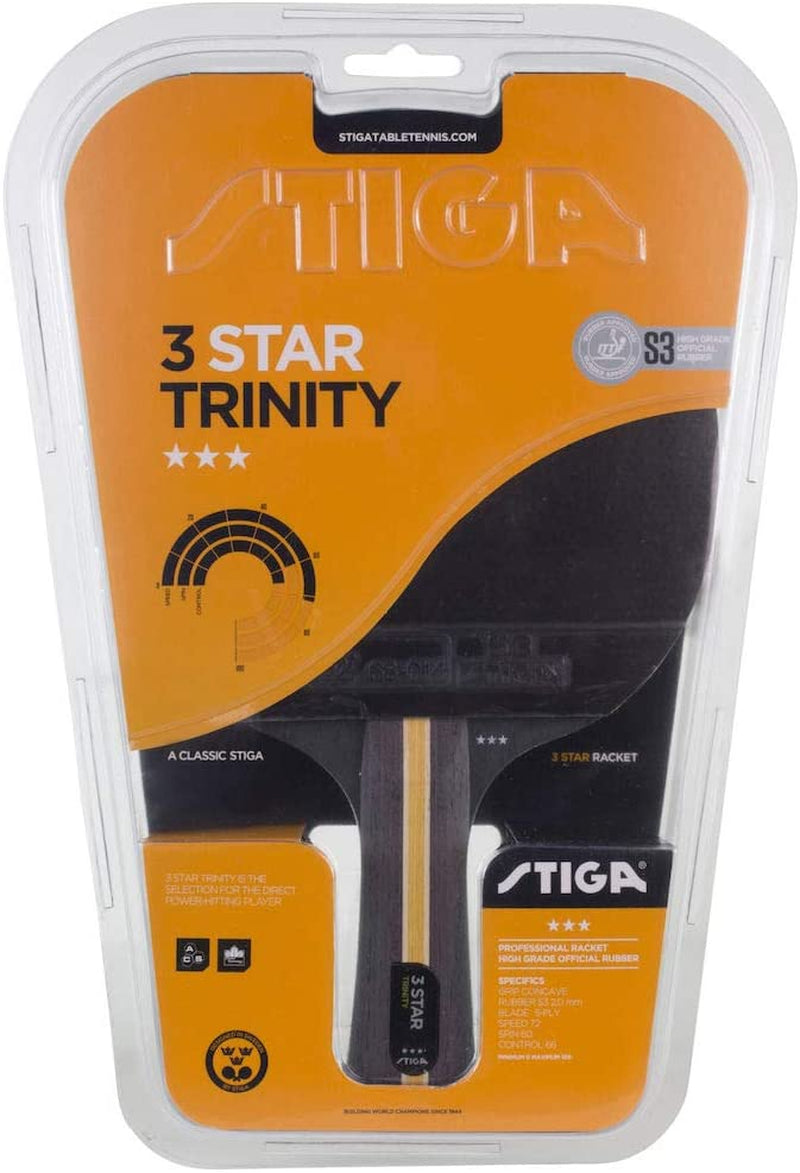 Professional title: " Trinity 3-Star Table Tennis Racket in Black and Red"