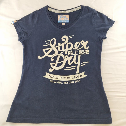 Superdry Womens T Shirt Medium Navy Blue Short Sleeves - Bonnie Lassio