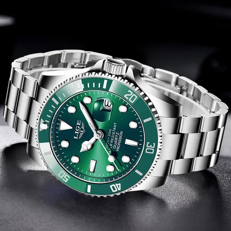 Luxury Diver Watch for Men with Date Display, 30ATM Water Resistance, and Quartz Movement