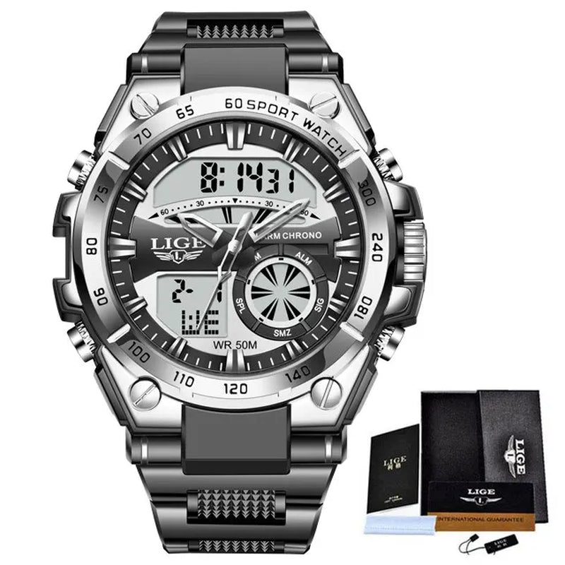 Luxury Dual Display Men's Chronograph Watch with Quartz Movement