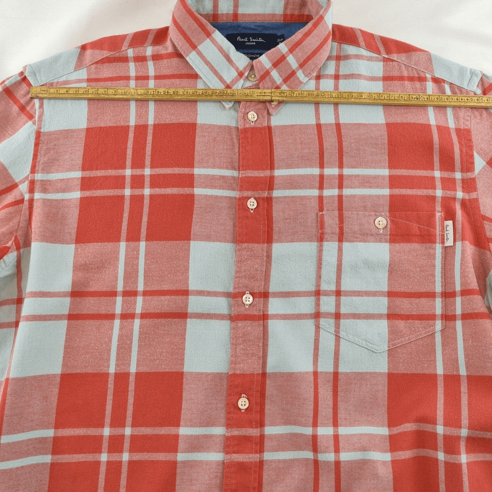 Paul Smith Mens Long Sleeve Checked Red/White Shirt Medium Button Collar Casual - Bonnie Lassio