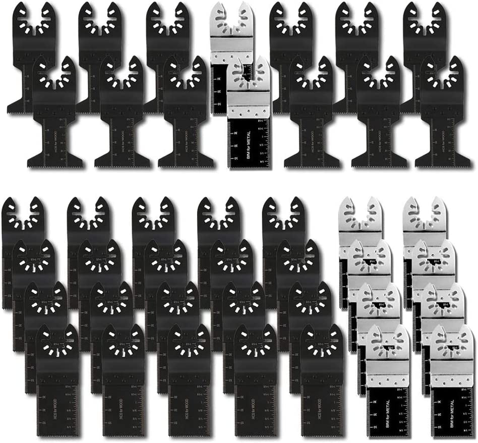 Professional title: "50-Piece Universal Oscillating Quick Release Saw Blades Set for Multitool - Compatible with Bosch, Craftsman, Dewalt, Dremel, FEIN, Ridgid, TCH, Makita, and Milwaukee"