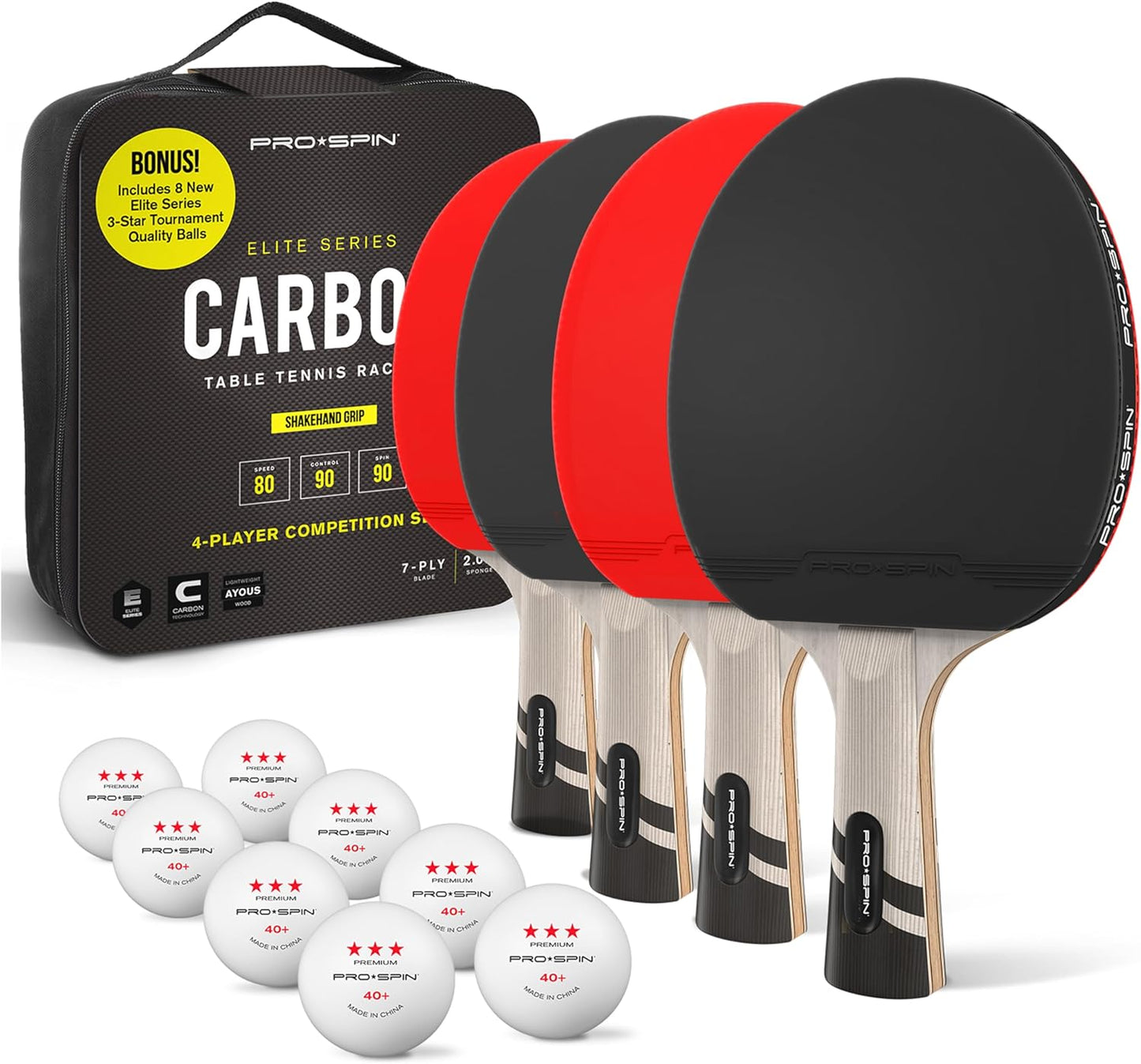 Professional Table Tennis Bat with Advanced Carbon Fibre Technology for Enhanced Control, Spin, and Power | High-Performance Ping Pong Paddle | Includes Premium Rubber Protector