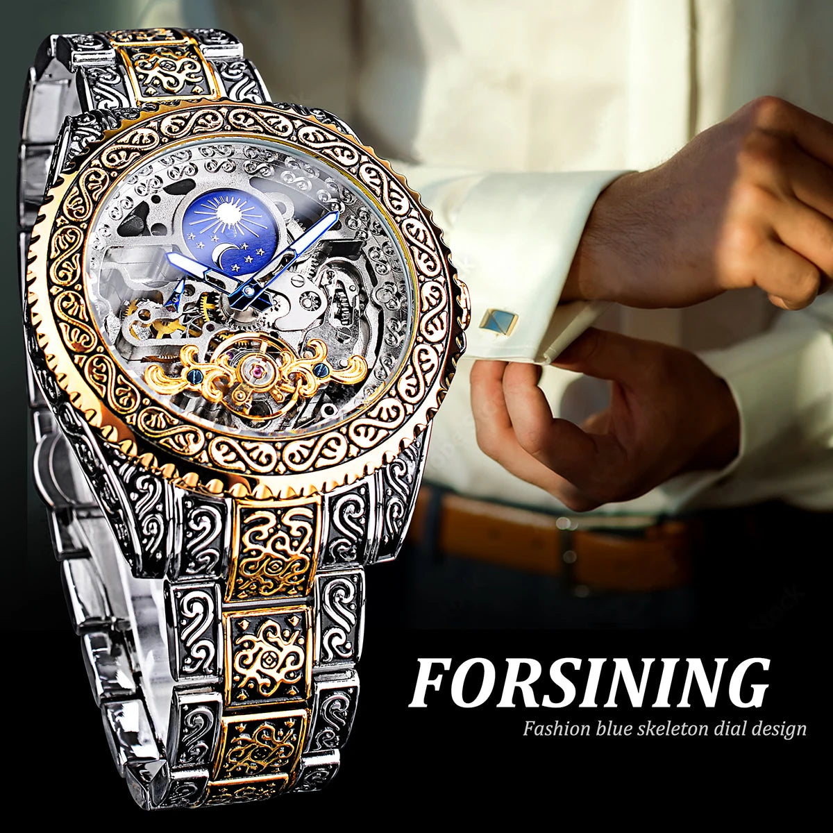 Men's Luxury Tourbillon Mechanical Wristwatch with Automatic Movement and Waterproof Design