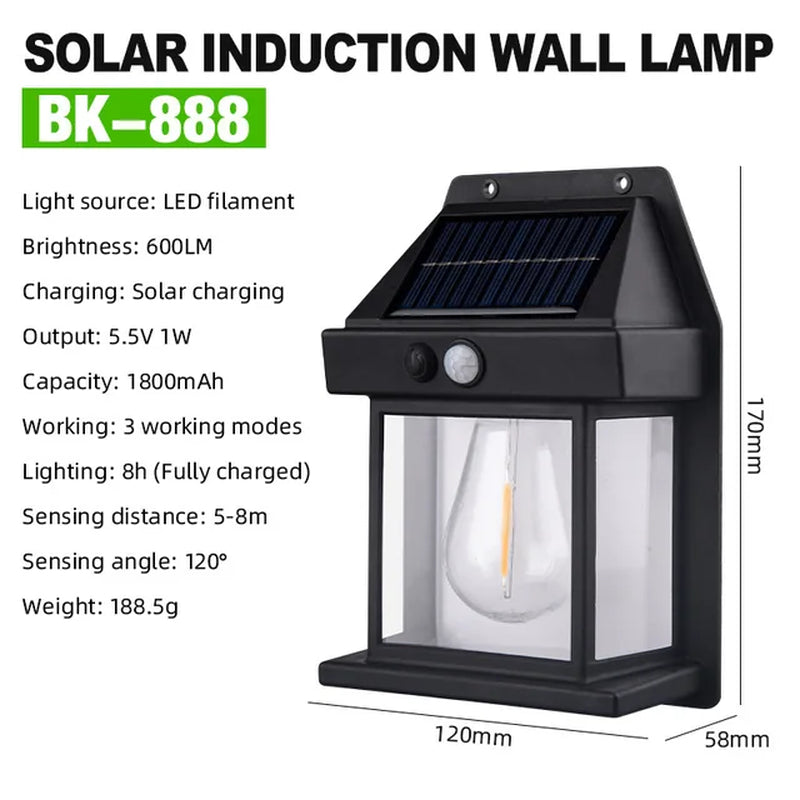 Solar Wall Lamp Outdoor Waterproof Intelligent Induction Tungsten Filament Lamp