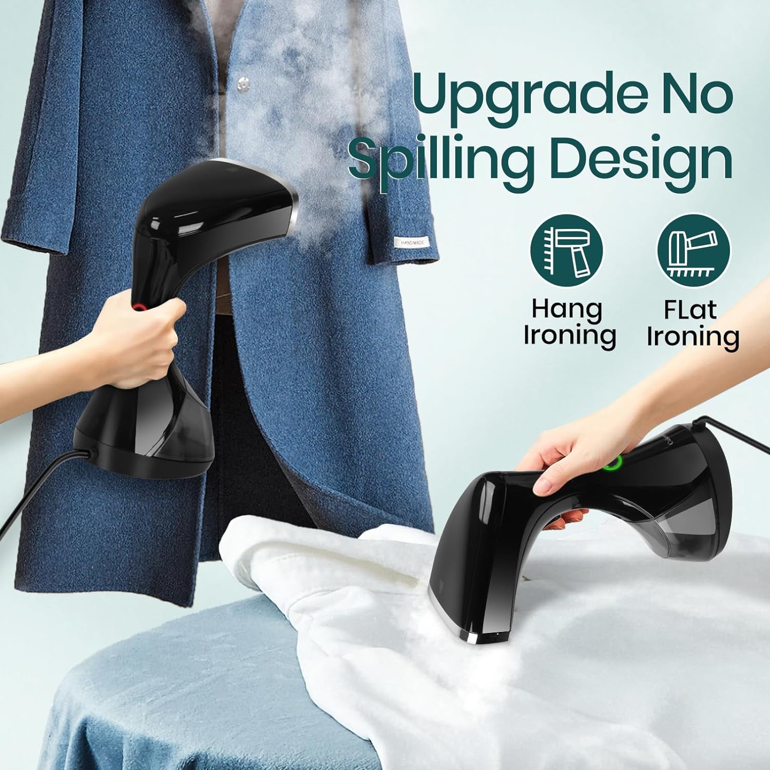 1800W Handheld Clothes Portable Steamer 3 Steam Modes Home or Travel