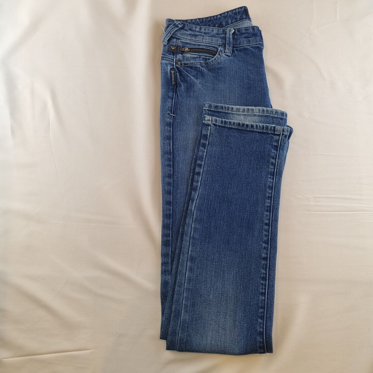 WOMENS ARMANI JEANS SIZE UK BLUE DENIM MID RISE TROUSERS - Bonnie Lassio