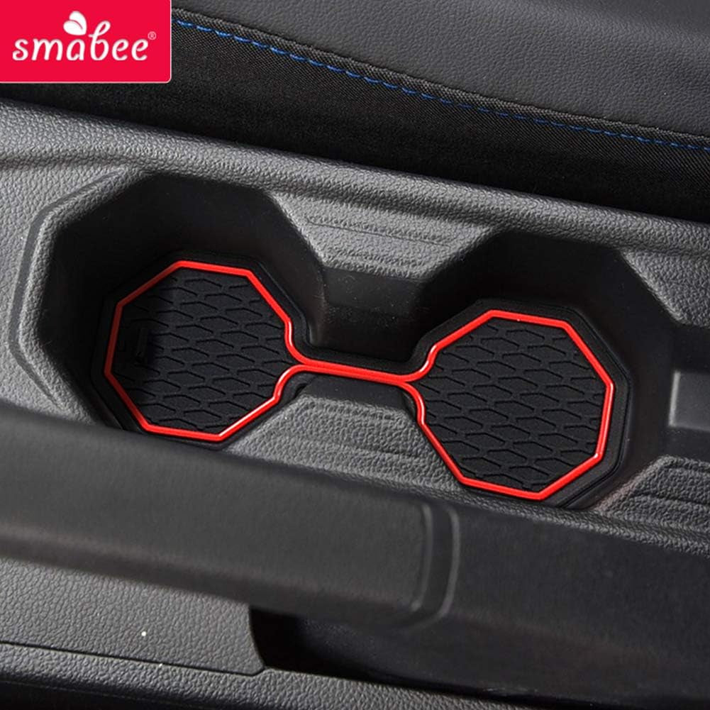 Professional title: " 12-Piece Set Car Accessories for VW Polo 2018-2023 - Premium Groove Mats Liners in Red"