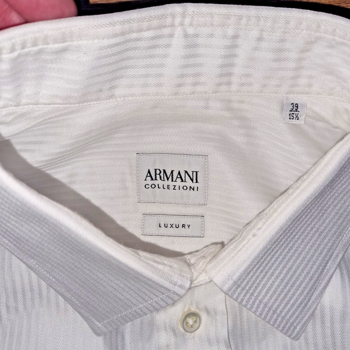 Armani Collezioni Luxury Shirt Mens Cream Contrast Small Classic Pinstripe Cuffs - Bonnie Lassio