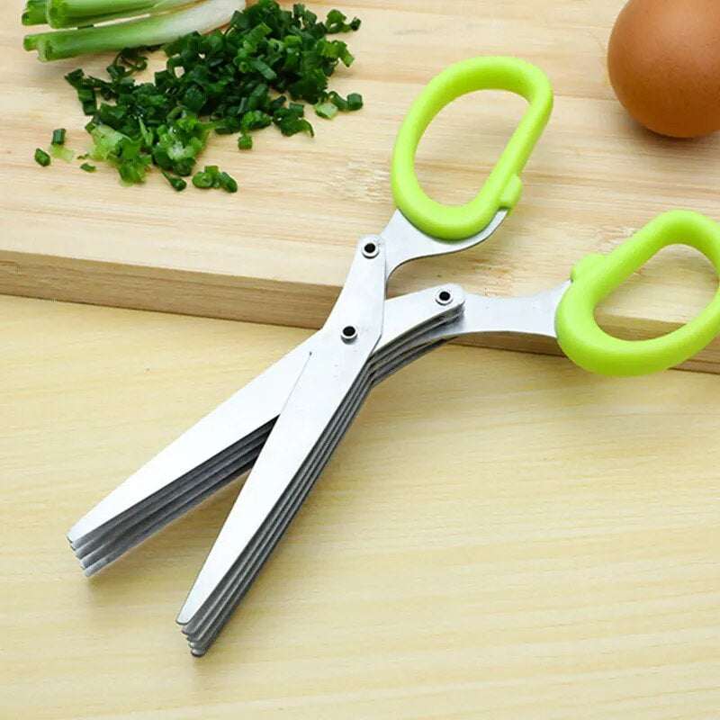 Multi-Layered Stainless Steel Kitchen Scissors: Versatile Vegetable Cutter for Scallions, Herbs, Laver, Spices, and More - Essential Cooking Tool and Kitchen Accessory