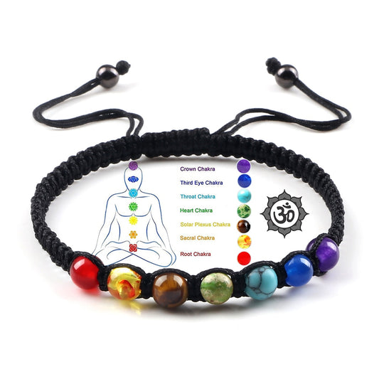 Handmade 7 Chakra Beads Bracelet 6mm Natural Stone String Braided Yoga Reiki Healing Balance Bracelets & Bangles Meditation Gift - Bonnie Lassio