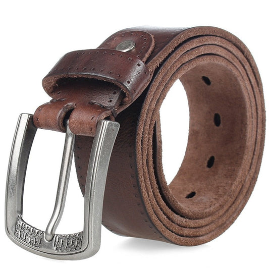 MEDYLA Men&#39;s Belt Natural Skin Cowhide Belt Vintage Alloy Pin Buckle Jeans Belts Strap Casual Leather Belt For Men DSW533 - Bonnie Lassio