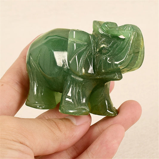 Lucky Elephant Green Aventurine Jade Ston Fortune Feng Shui Statue Figurine Ornament Chakra Healing Stones Statue Craft Decor - Bonnie Lassio