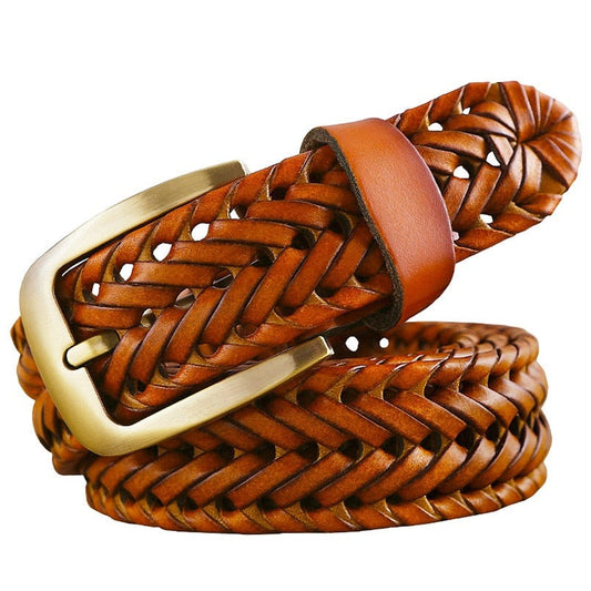 Luxury Genuine braided belt man Fashion men belts Quality cow skin with faux leather. - Bonnie Lassio