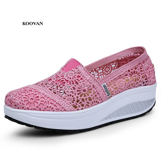 Womens Shallow Mesh Shoes Cool Net Slip On Shoes Breathable Lace - Bonnie Lassio