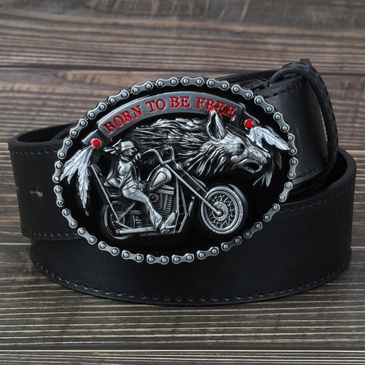 Motorcycle And Wolf Buckle Fashion Decorative Belt For men - Bonnie Lassio