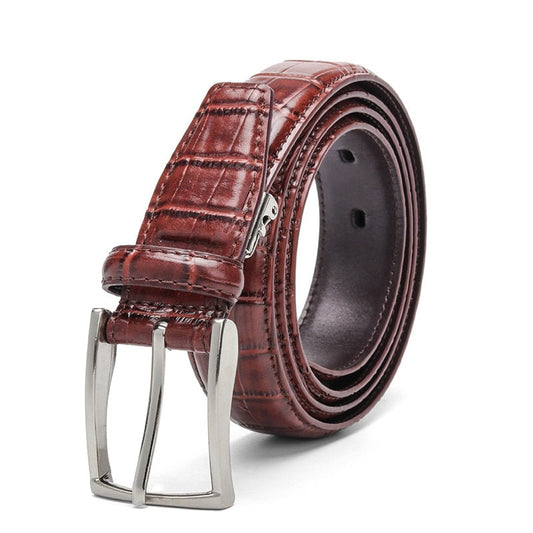 Casual Men Belts Crocodile Pattern Cowskin 3.0 CM Belts For Women Unisex Genuine Leather Belt Cinturones Para Hombre Black Brown - Bonnie Lassio