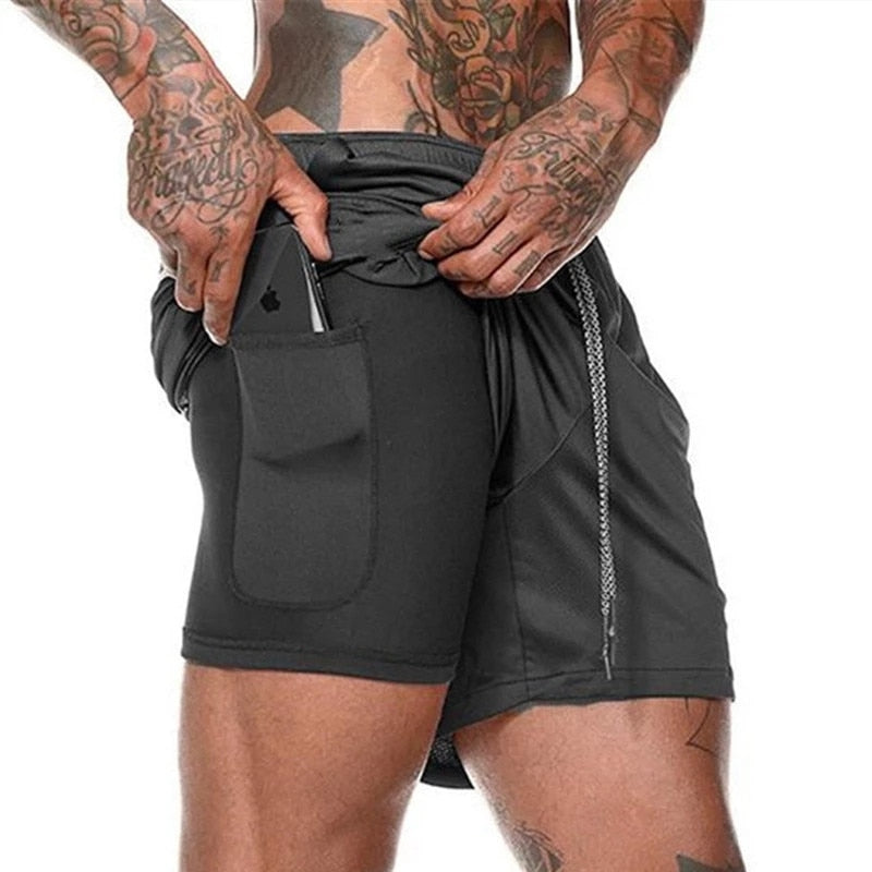 Joggers Shorts Men 2 in 1 sport shorts Gyms Fitness Bodybuilding Workout Quick Dry Beach Shorts Male Summer Running shorts men - Bonnie Lassio