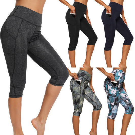 Women's Sports Pants 3/4 Gym Sport Woman Tights Casual Cropped Female Leggings For Fitness Women Yoga Pants with Side Pockets - Bonnie Lassio