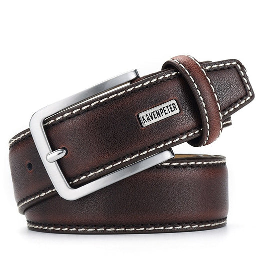 Fashion Men Belts Genuine Leather Luxury Designer Brown Vintage Waist Belt For Jeans Cinturon Cowboy Hombre Dropshipping - Bonnie Lassio