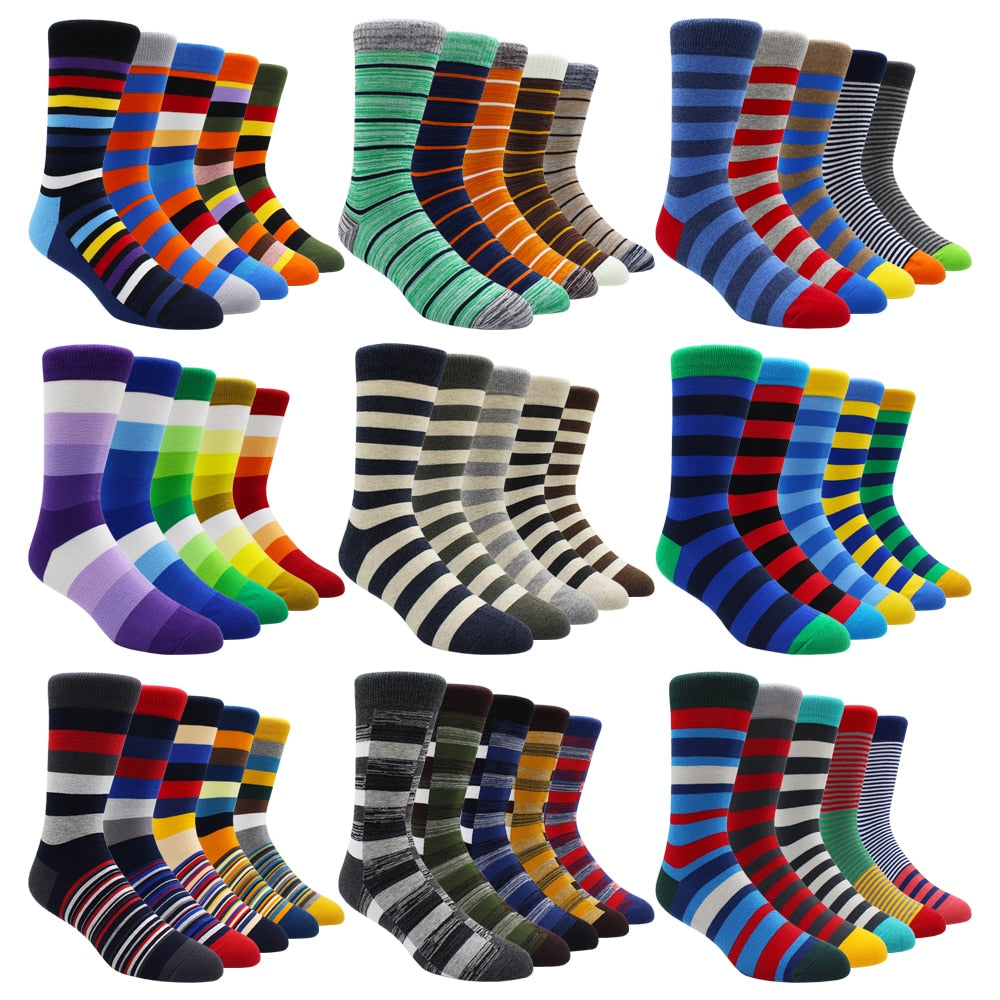 Mens Rainbow Socks Striped Mixed Colours 5 Pairs - Bonnie Lassio