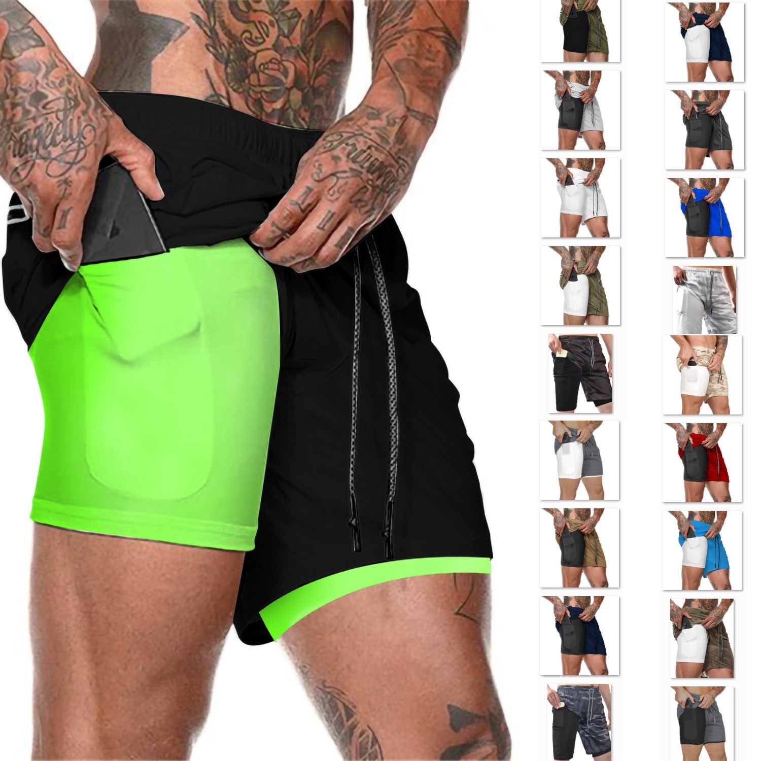 Mens Sports Summer New Double Layer Mobile Phone Pants Gym - Bonnie Lassio