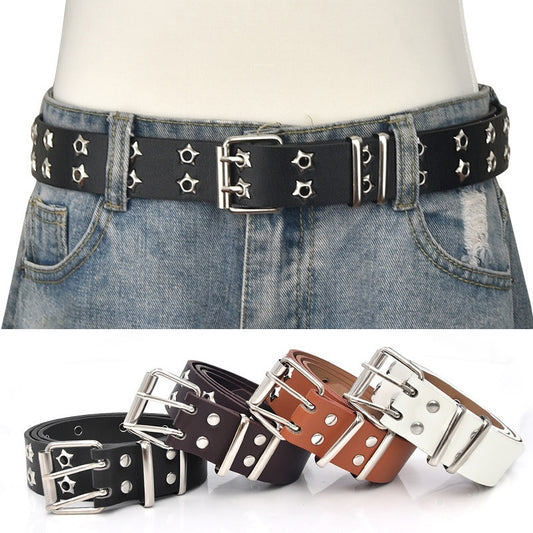 Goth Style Double Pin Buckle Unisex Fashion Casual Puck Style PU Leather - Bonnie Lassio