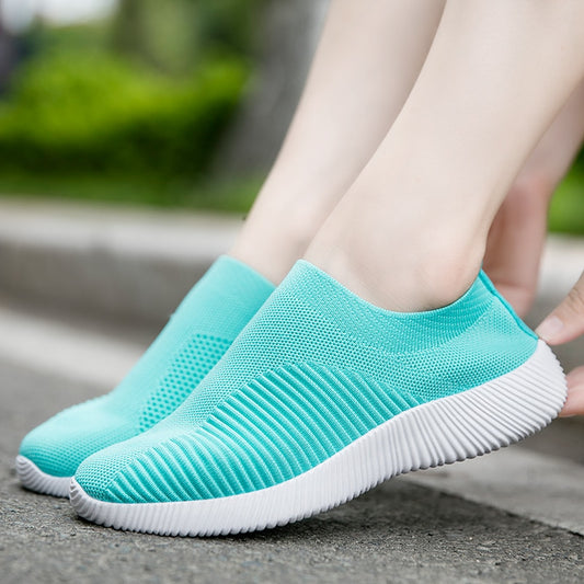 Breathable Mesh Sneakers Women Summer Slip on Soft Bottom Knit Flats Woman Non-slip Casual Sports Shoes Plus Size 43 loafers - Bonnie Lassio