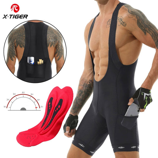 X-Tiger Men's Cycling Bib Shorts With Pocket UPF 50+ Latest Generation Quick-dry Polyester Competitive Edition Series Bib Shorts - Bonnie Lassio