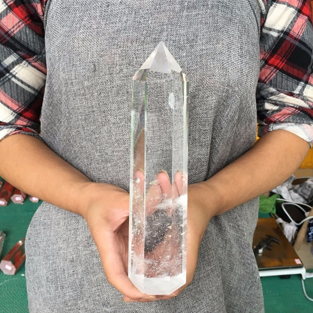 500-1600g Big size Clear Melting Stone Quartz Obelisk Crystal Wand Point Healing Fengshui for home decoration - Bonnie Lassio