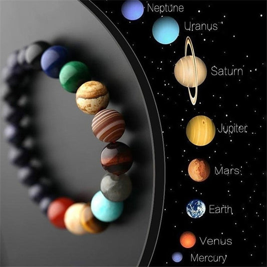 Natural Stone Eight Planets Bead Bracelet Chakra Bangle - Bonnie Lassio