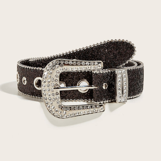 New Goth for rhinestone Belts Women PU Leather Strap for rhinestone Belts Western Cowboy Y2K Girls Fashion Belt for Jeans Men - Bonnie Lassio