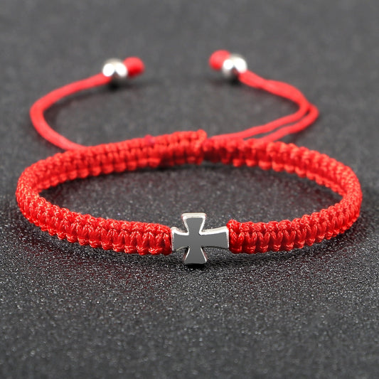 Trendy Jesus Cross Bracelets For Men Couples Handmade Red Rope Lucky Weave Prayer Bracelets Women Yoga Meditation Jewelry Homme - Bonnie Lassio