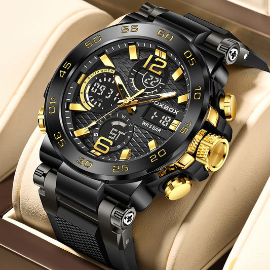 Military Style Watches for Men Sport Chronograph Alarm Waterproof Quartz Big Dial - Bonnie Lassio