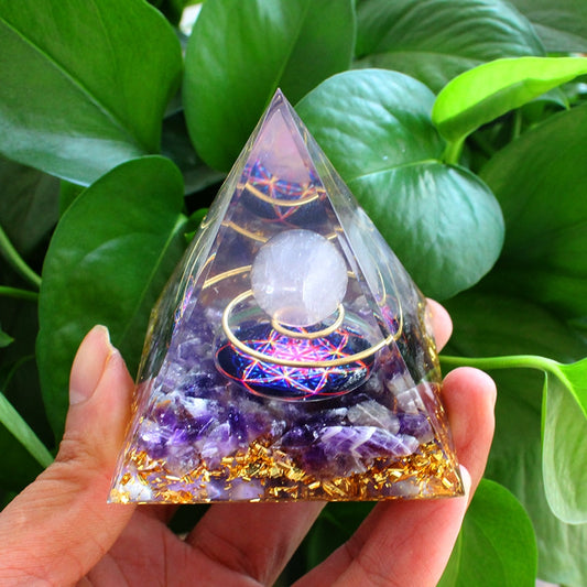 Newest Orgone Pyramid Amethyst Peridot Healing Crystal Energy Orgonite Pyramide Meditation Tool Quartz Home Decor - Bonnie Lassio