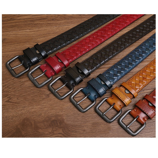 Korean Genuine Leather Braided Fashion With Joker Pin Buckle Men - Bonnie Lassio