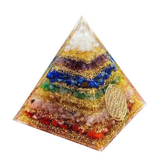 7Chakra Orgonite Pyramide Healing White Crystal Orgone Energy Meditation Tool Quartz Yoga Ornaments Gift Jewelry - Bonnie Lassio