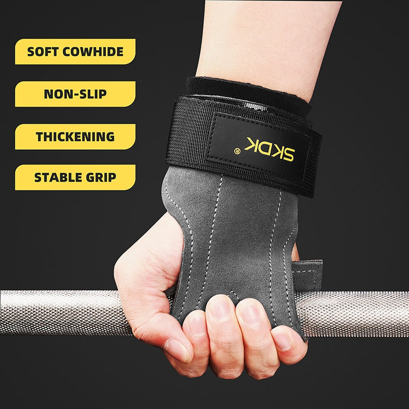 SKDK Gym Grips Palm Guards Cowhide Palm Protector  Weightlifting Gymnastics Workout Gloves Grips Fitness Training Equipment - Bonnie Lassio