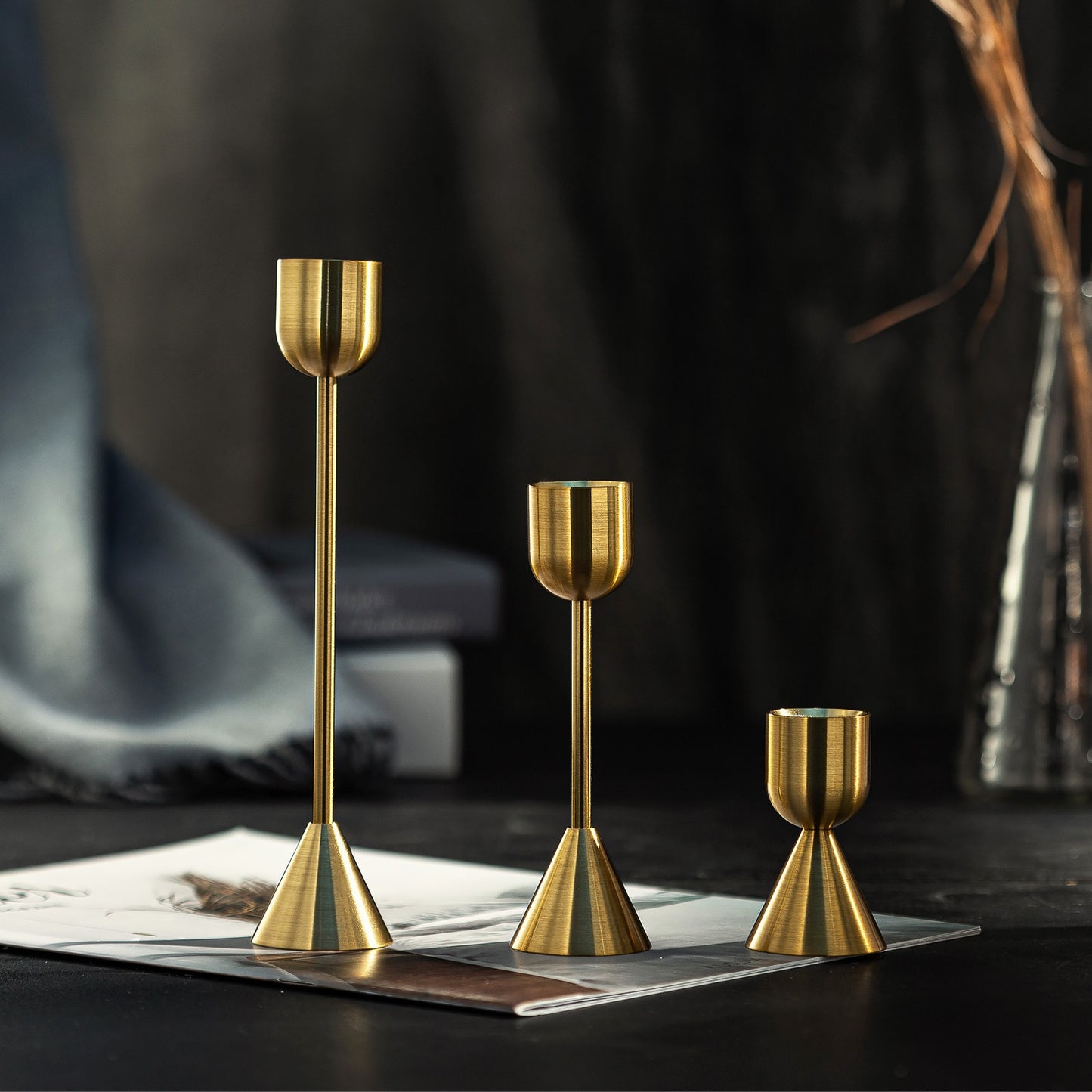 Gold Candle Holder Metal Candlestick for Wedding Room Table Candle Stand Christmas New Year Bar Party Decoration - Bonnie Lassio