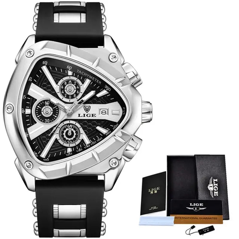 Men's Luxury Waterproof Sport Quartz Watch with Big Dial and Business Design, Includes Gift Box