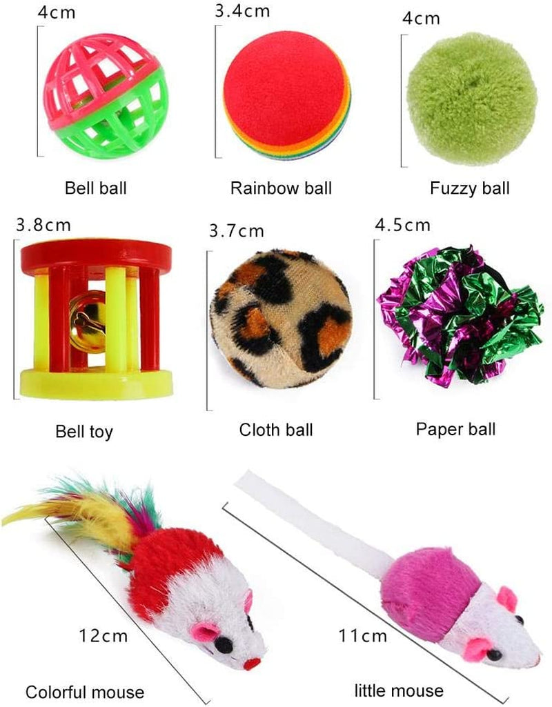 21 Pcs  Kitten Toys Interactive Cat Feather Wand Ball Spring Mice Toy Indoor