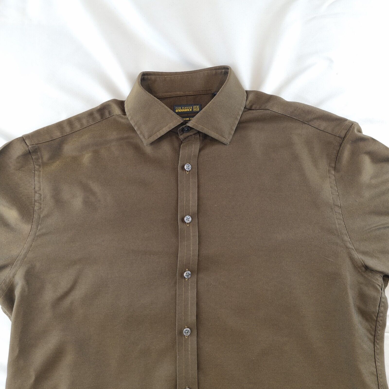 Mens Ted Baker Endurance Brown Shirt Button Up Smart Work Casual Size 17.5 - Bonnie Lassio