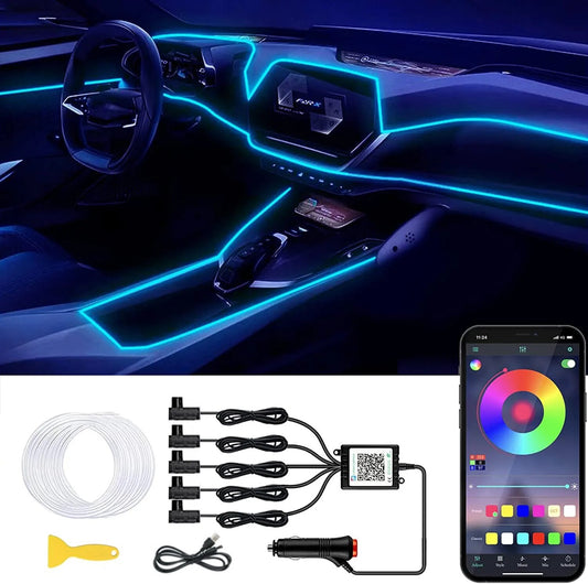 Neon Car LED Interior Lights RGB Ambient Light Fiber Optic Kit with APP Wireless Control