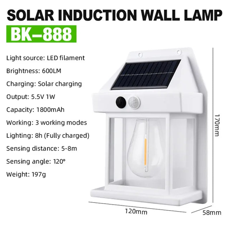 Solar Wall Lamp Outdoor Waterproof Intelligent Induction Tungsten Filament Lamp